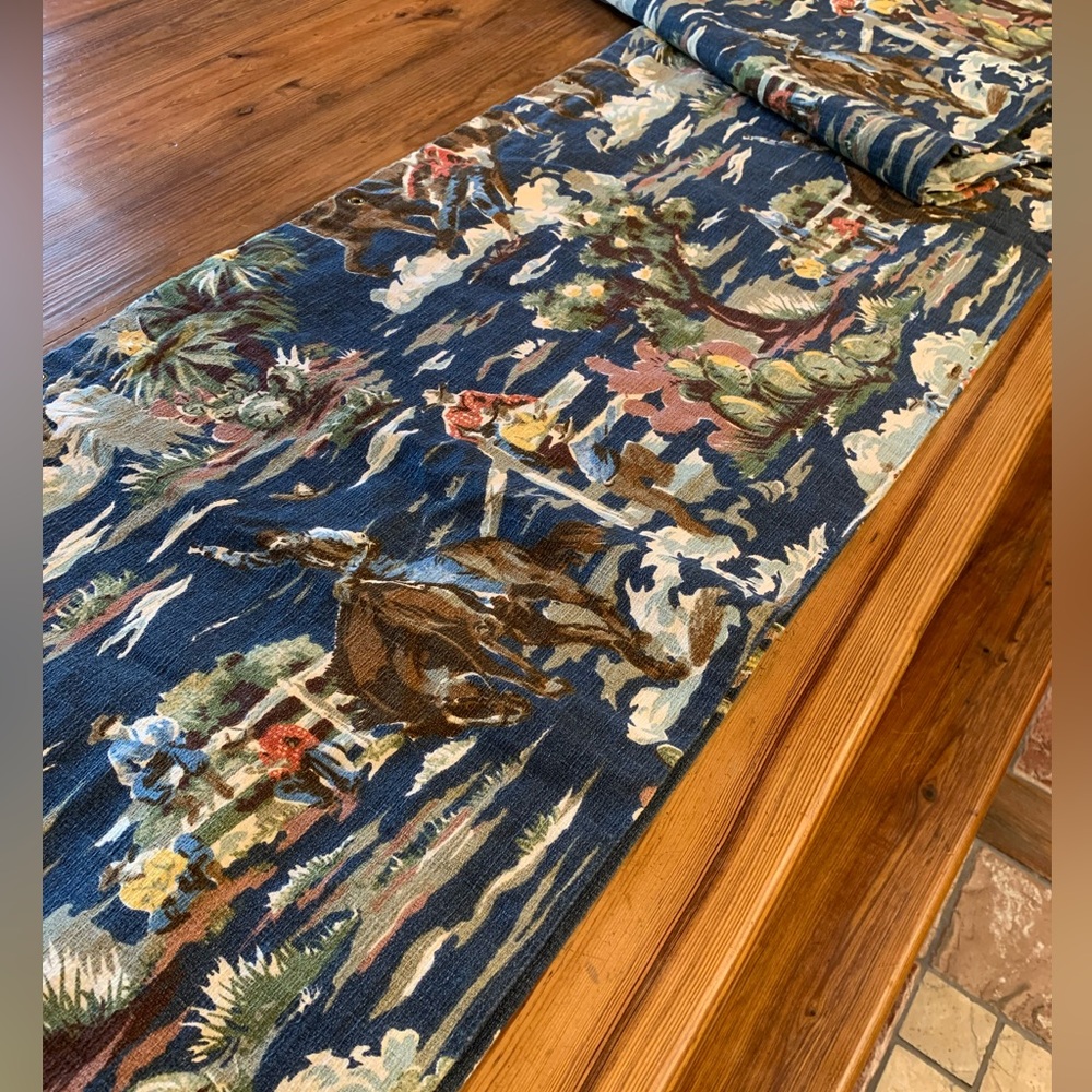 Custom Made Barkcloth Cowboy Western fully Lined Valance